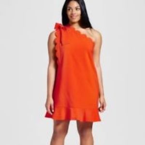 Victoria Beckham one shoulder orange dress